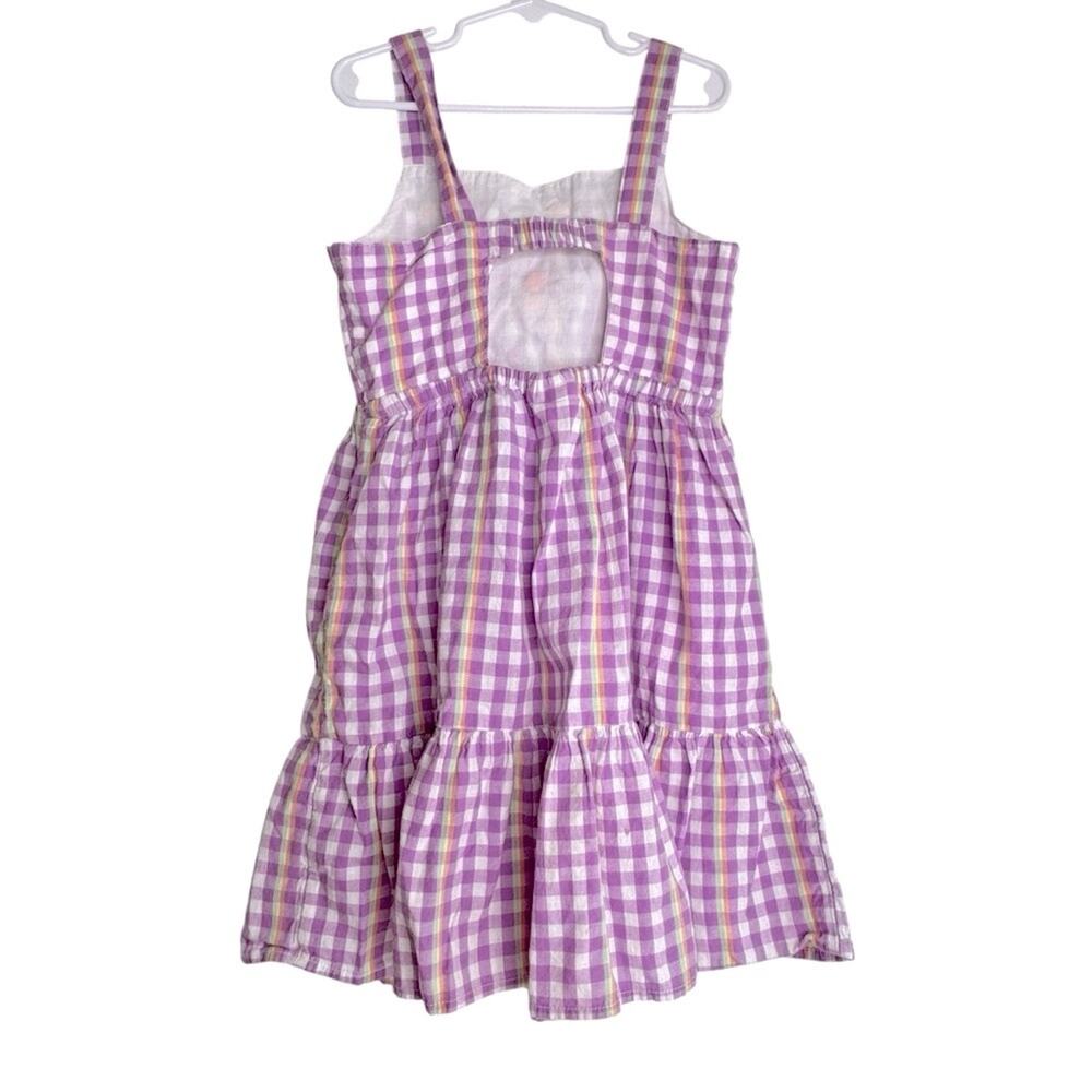 Cat & Jack Gingham Floral Embroidered Cotton Summer Mini Dress Lavender White 8 - Picture 2 of 12